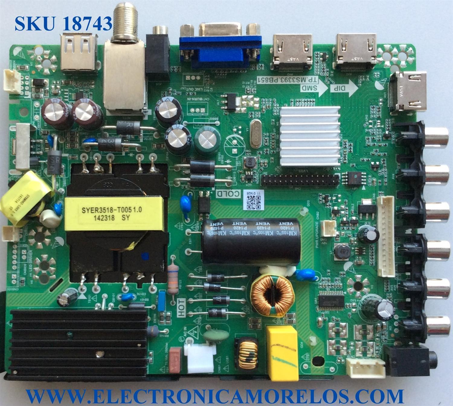 MAIN / FUENTE / (COMBO) / UPSTAR N14070011 / TP.MS3393.PB851 / IRZS1406001-1 / D2040A / PANEL`S KM0395LDCH01 / V390HJ5-XCPE1 / MODELO P40EA8